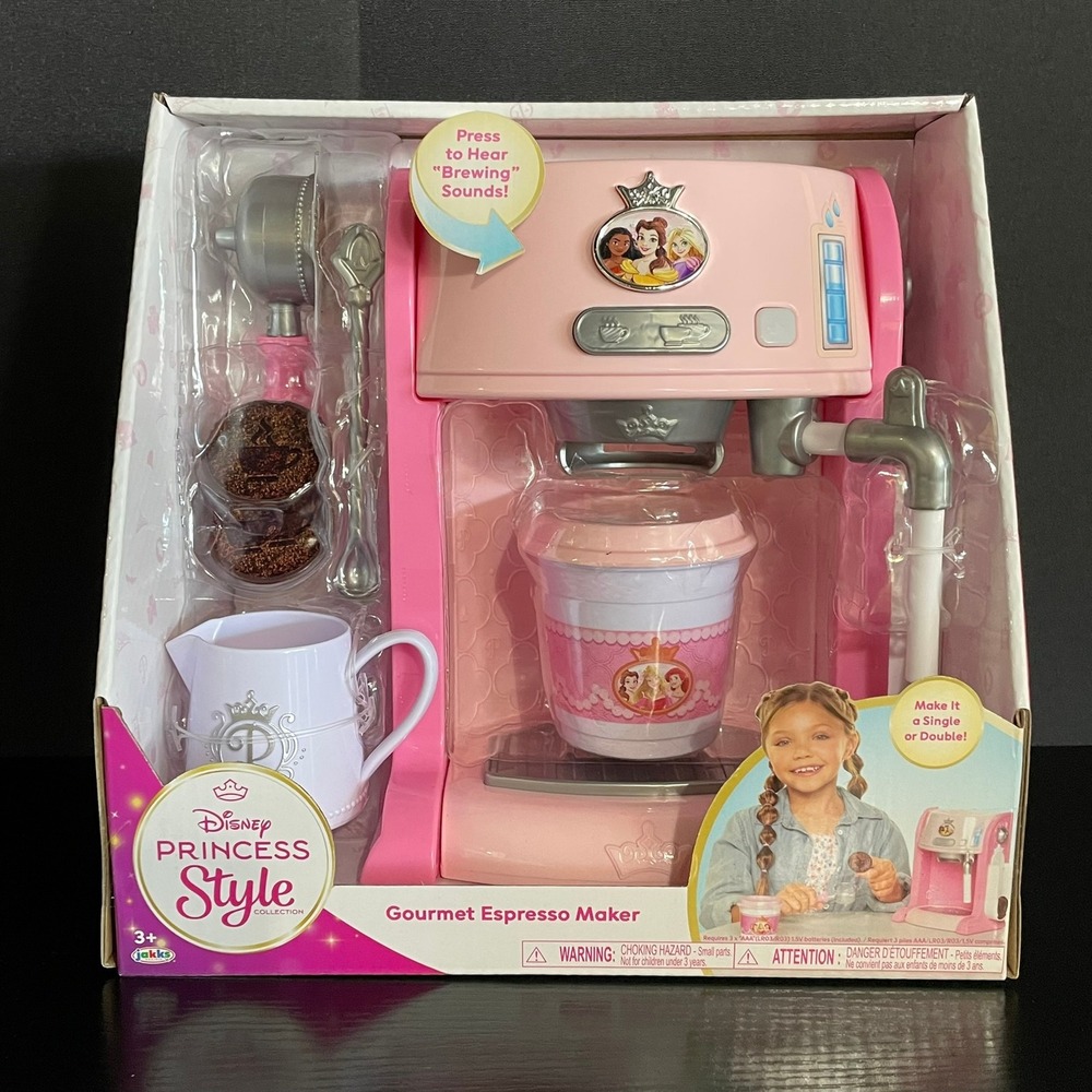 Disney Princess Gourmet Espresso Maker Kids Pink New Style Collection Jakks Toy